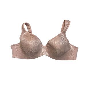 Izod Rose Beige Nude Lace Overlay Padded Strap Lightly Padded Wireless Bra 42DD